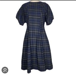 COS puff sleeve wool check dress
